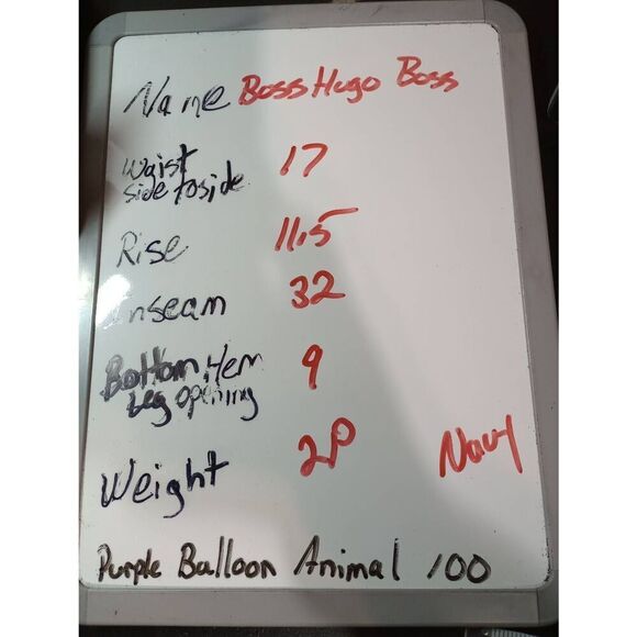 Boss Hugo Boss Pants Men's 42 Long Navy 100% Wool Pleated Light Weight - Picture 8 of 8